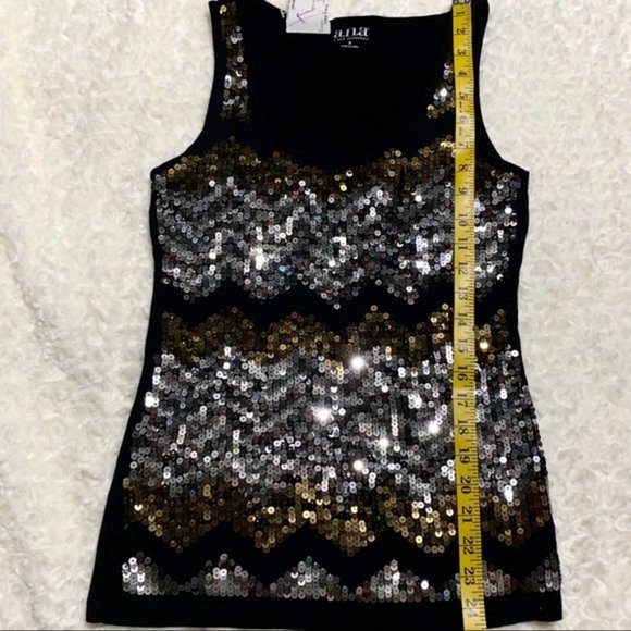 a.n.a. A New Approach Sequins Black Top size Small - Picture 8 of 8